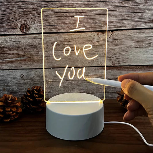 "Tableau lumineux LED créatif avec lumière de nuit et USB, idéal pour laisser des messages personnalisés. Cadeau parfait pour enfants, amis ou amoureux, à la fois décoratif et pratique. Ajoutez une touche magique à vos soirées .

